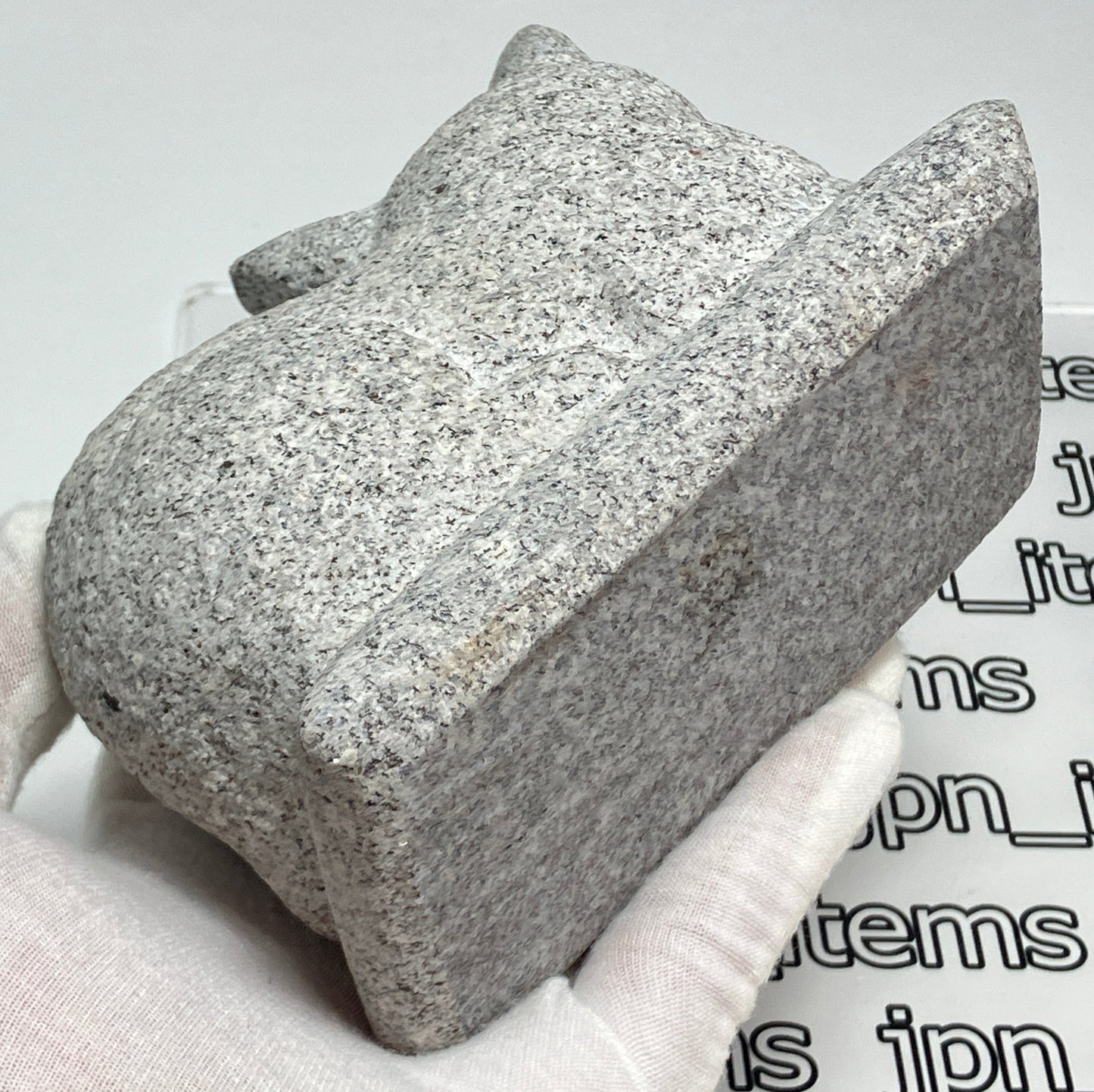 Miniature Sleeping Cat Statue Granite Stone Sculpture Handmade Japanese Garden