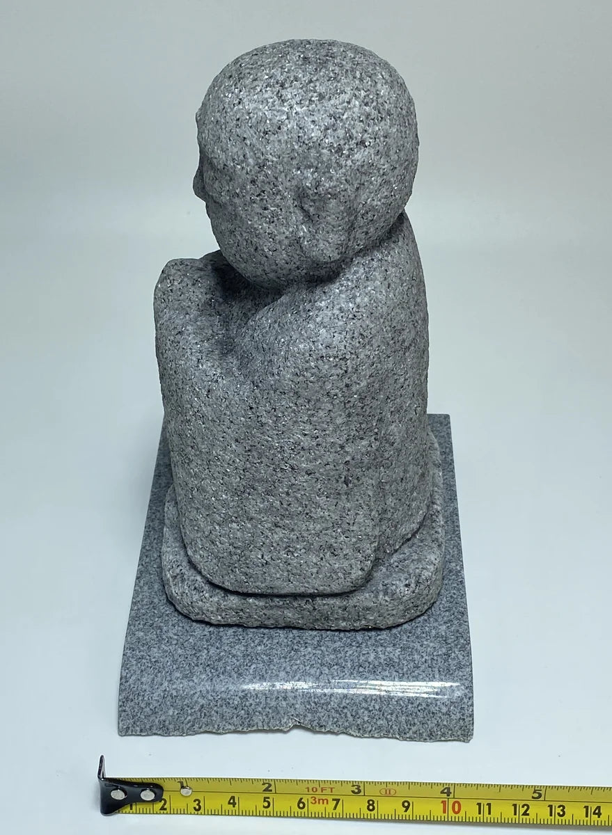7.28 in Japanese Gassho Jizo Statue | Hanazawa Kome Granite Stone
