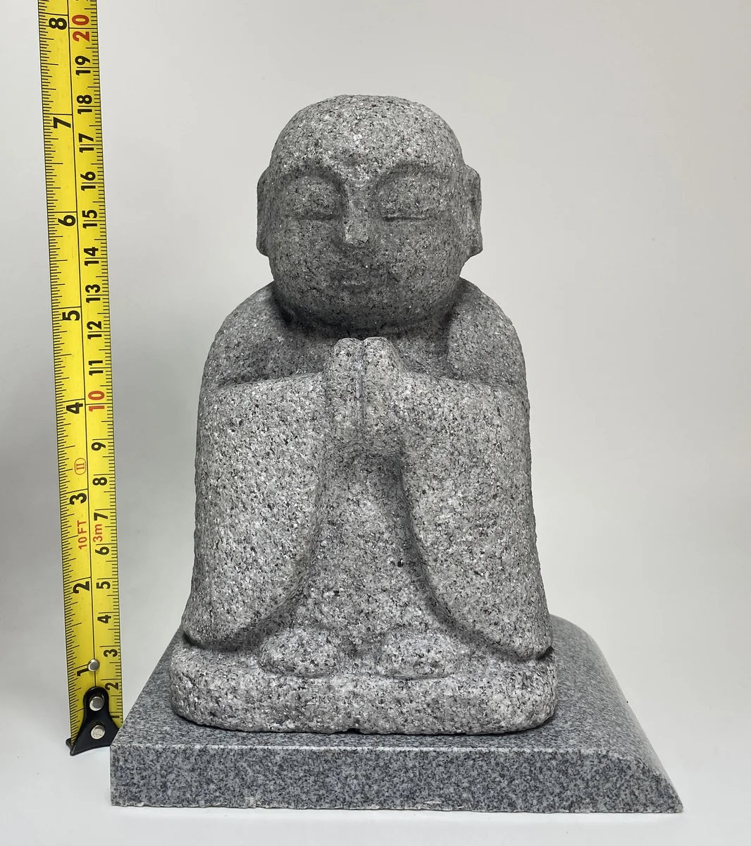 7.28 in Japanese Gassho Jizo Statue | Hanazawa Kome Granite Stone