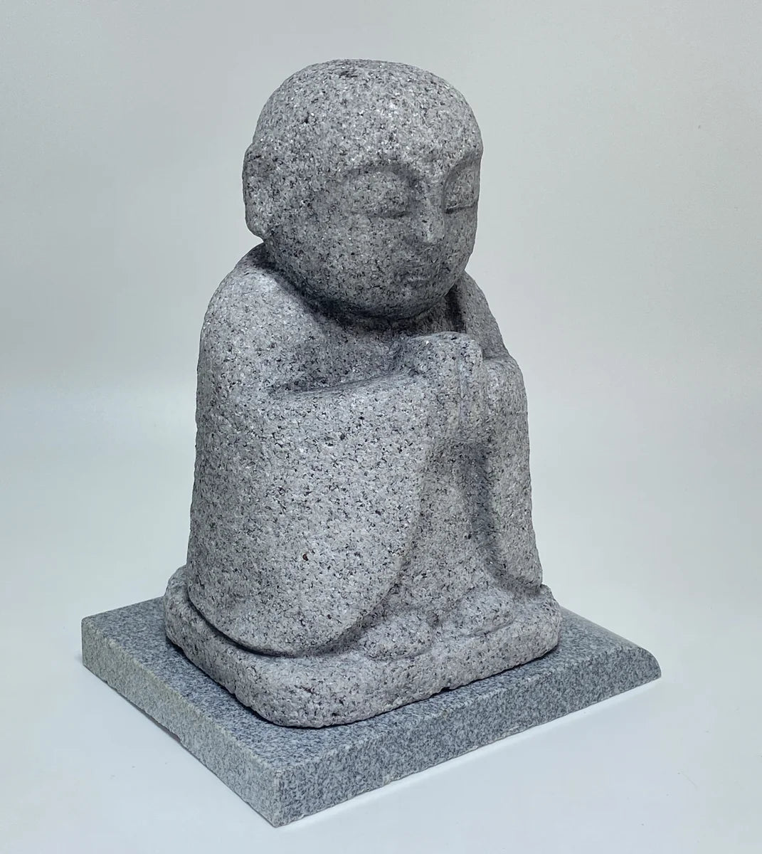 7.28 in Japanese Gassho Jizo Statue | Hanazawa Kome Granite Stone