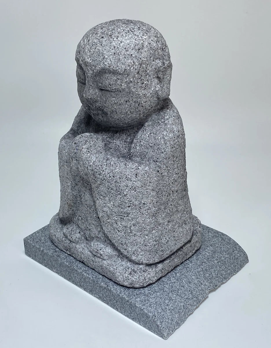 7.28 in Japanese Gassho Jizo Statue | Hanazawa Kome Granite Stone