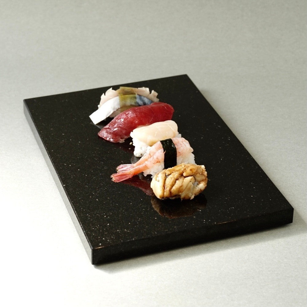 Sushi Kaiseki Sushigeta Food Plate India Granite Black Stone Japan