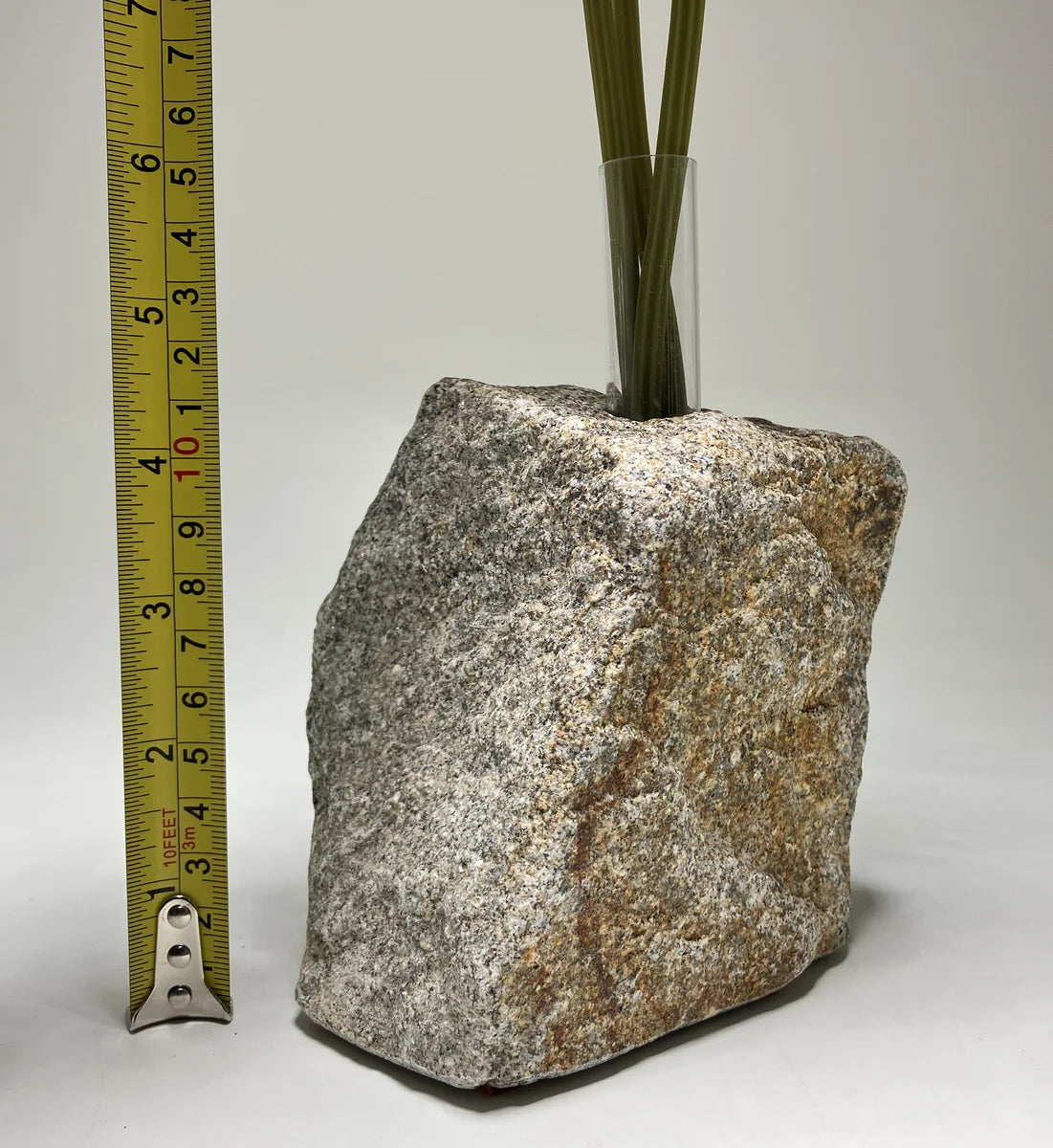 Gray Brown Japanese Granite Stone Vase | Okazaki Granite, 6 in