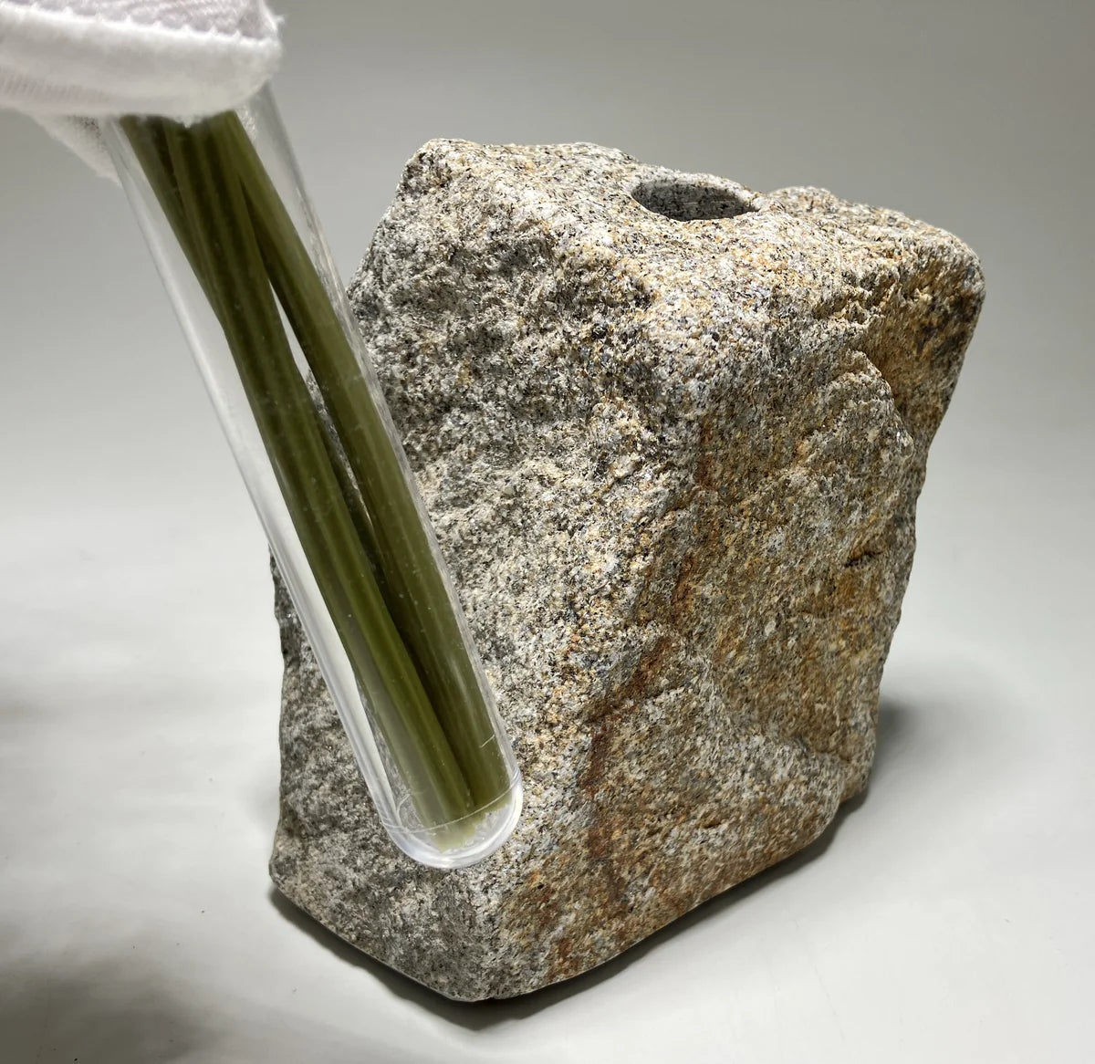 Gray Brown Japanese Granite Stone Vase | Okazaki Granite, 6 in