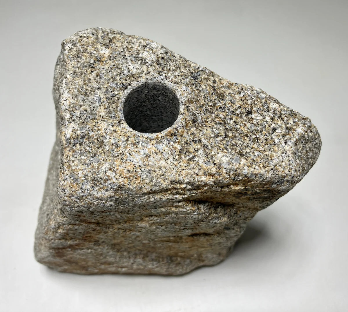 Gray Brown Japanese Granite Stone Vase | Okazaki Granite, 6 in