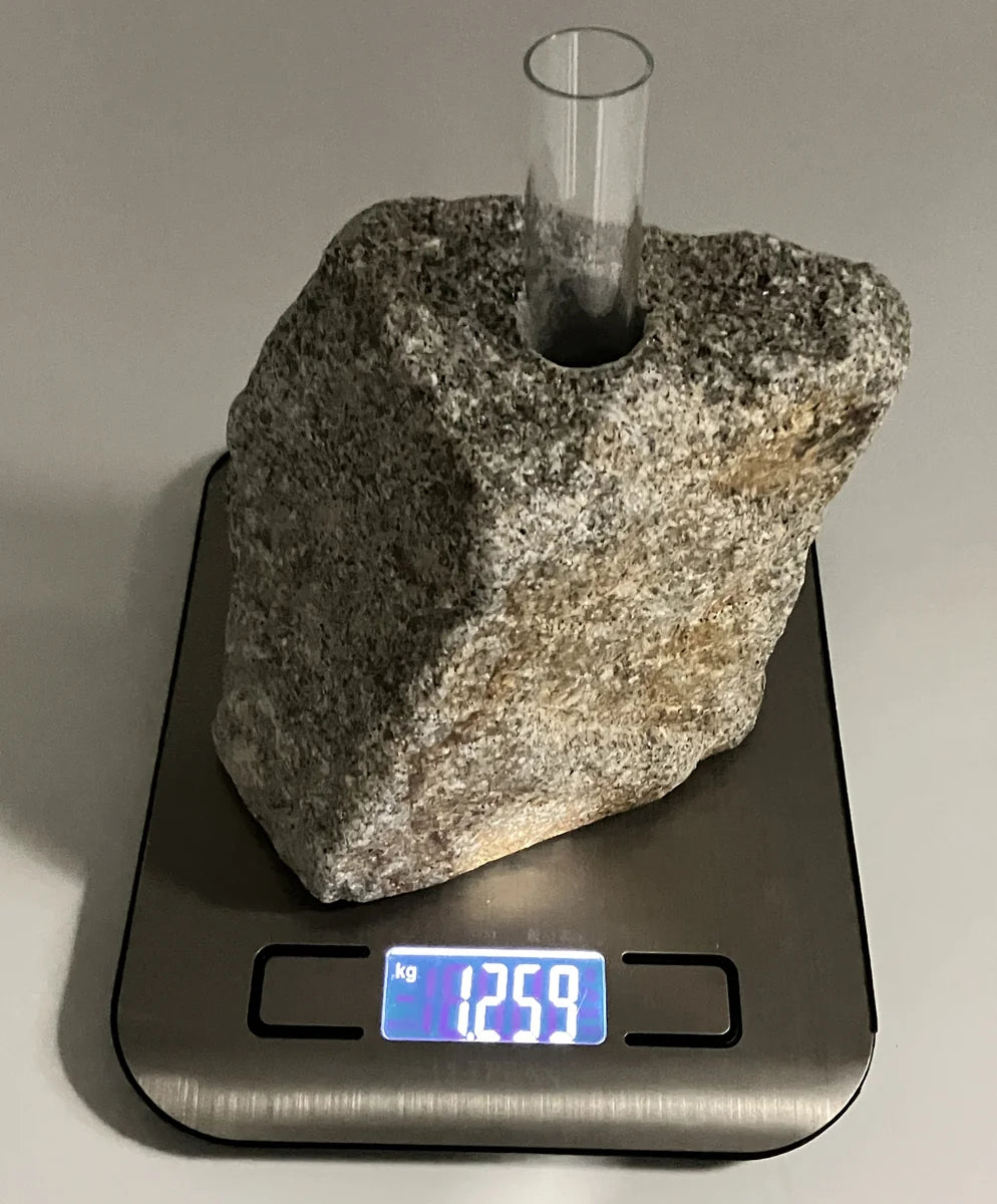 Gray Brown Japanese Granite Stone Vase | Okazaki Granite, 6 in