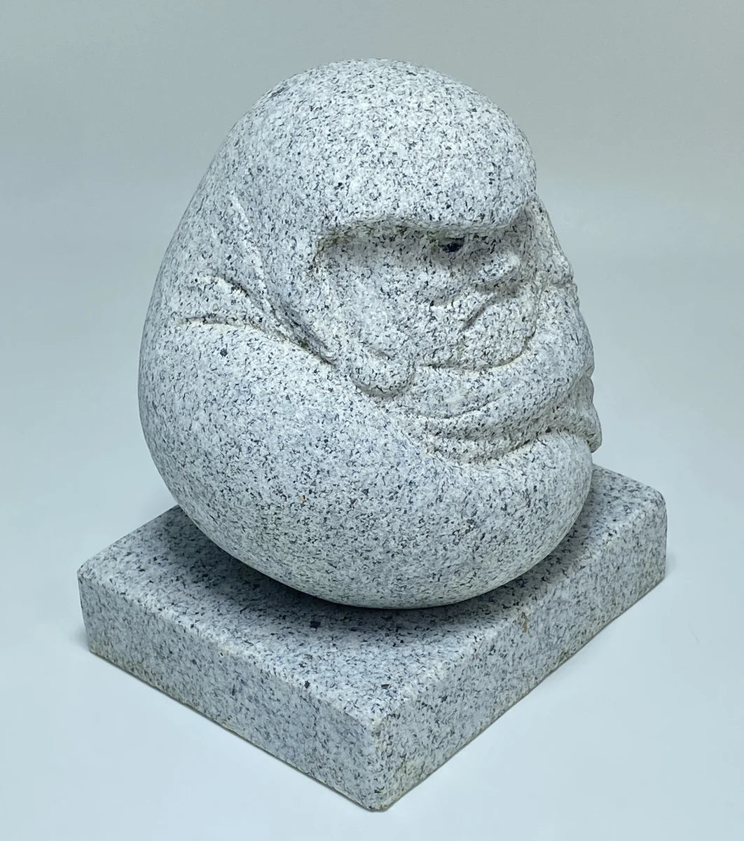Hand-Carved Japanese Granite Daruma Statue | Hanazawa Kome Stone