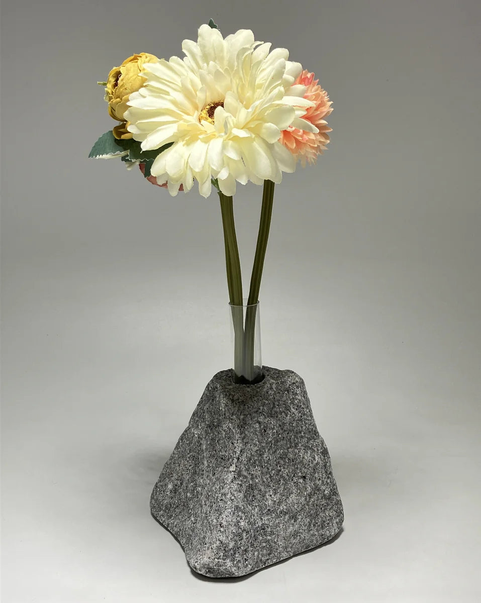Gray Japanese Granite Stone Vase | Okazaki Granite, 5.5 in