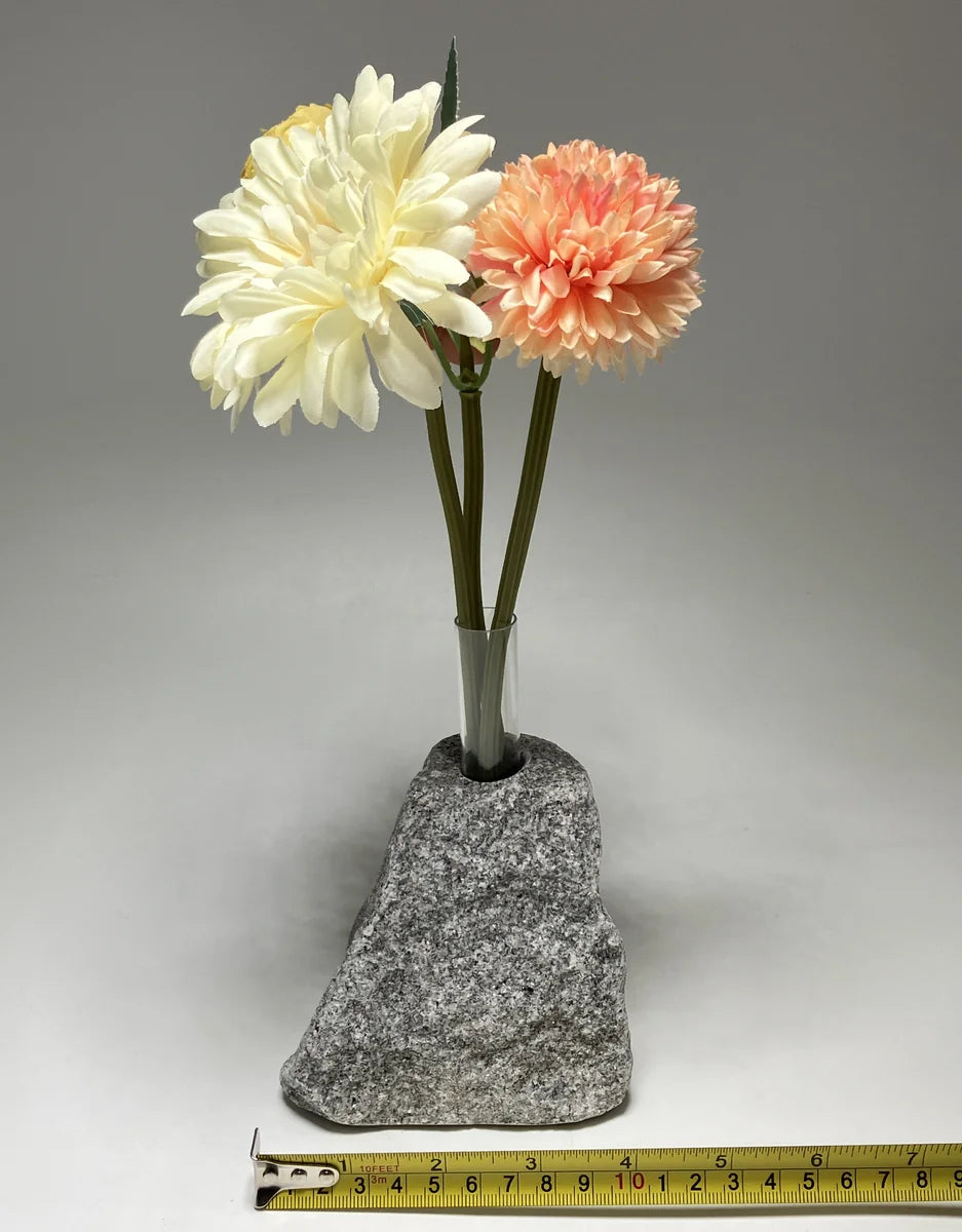 Gray Japanese Granite Stone Vase | Okazaki Granite, 5.5 in