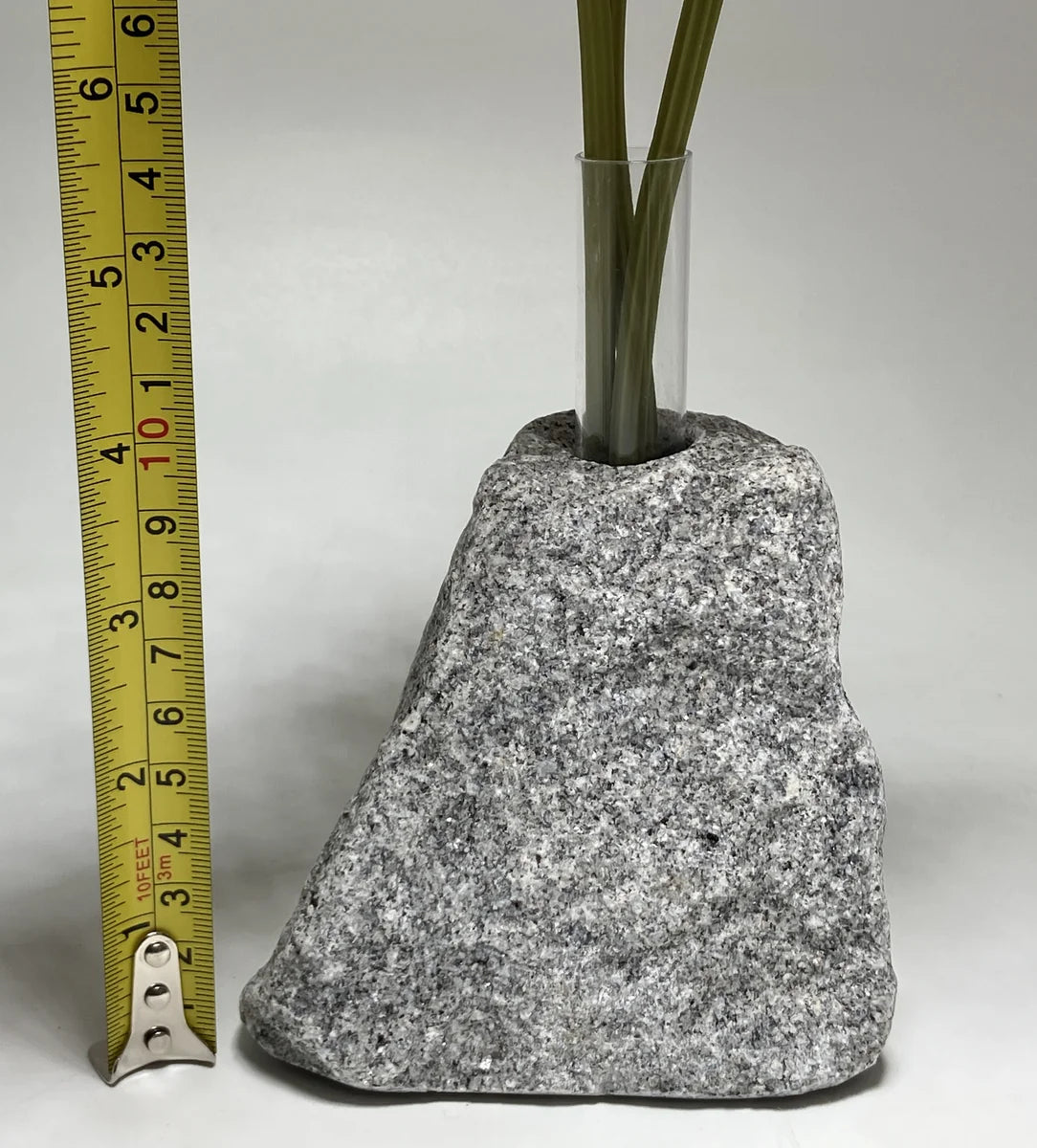 Gray Japanese Granite Stone Vase | Okazaki Granite, 5.5 in