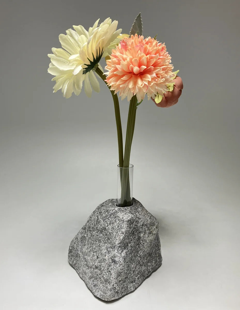 Gray Japanese Granite Stone Vase | Okazaki Granite, 5.5 in