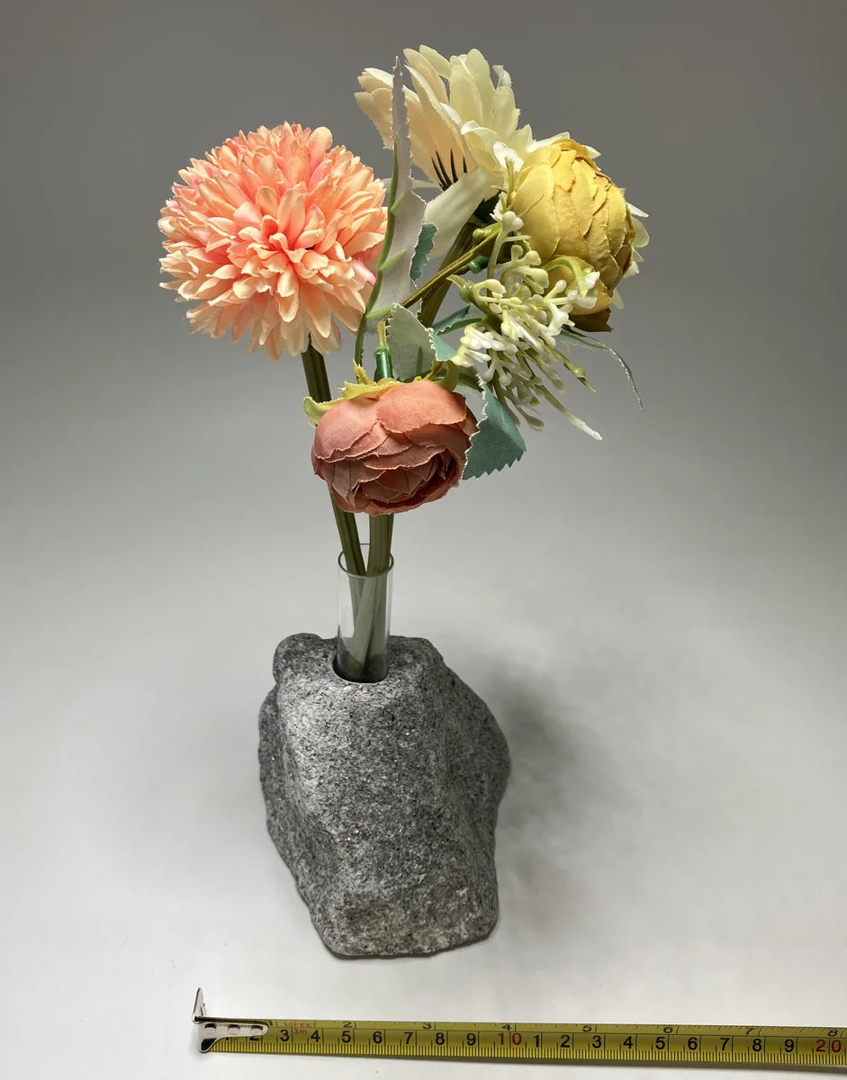Gray Japanese Granite Stone Vase | Okazaki Granite, 5.5 in