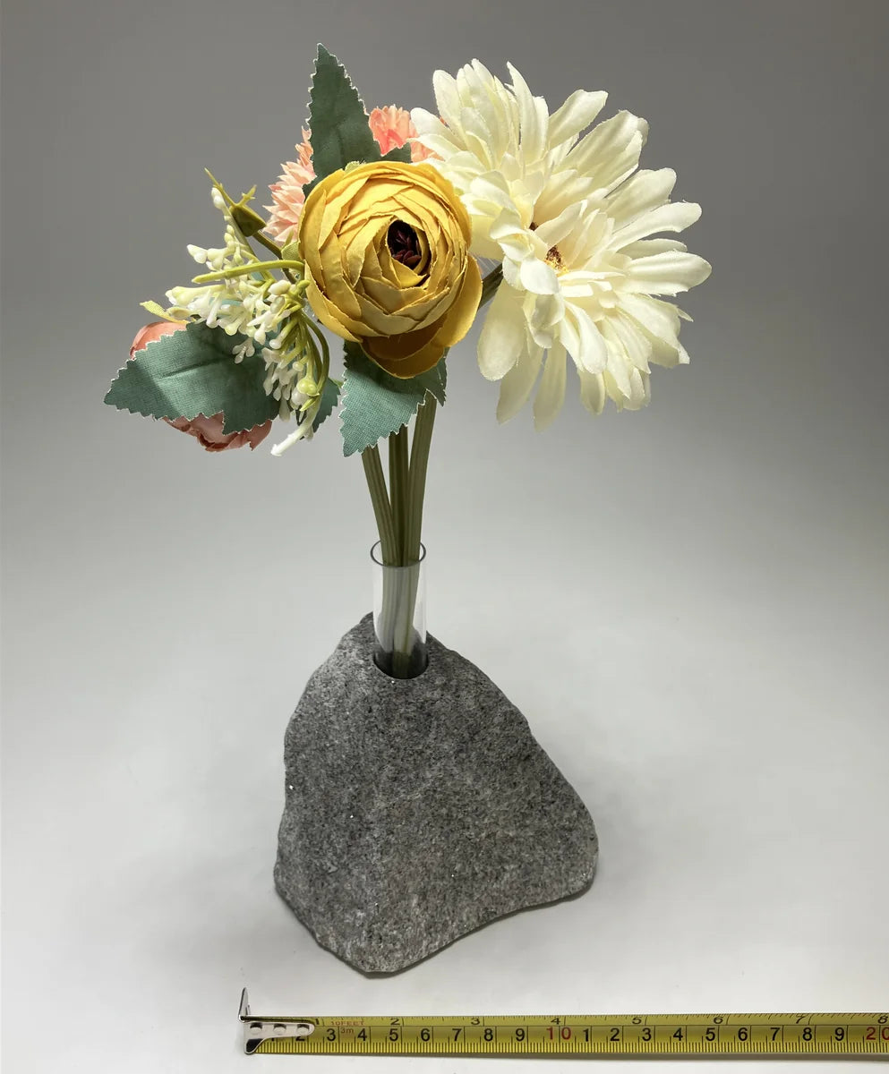 Gray Japanese Granite Stone Vase | Okazaki Granite, 5.5 in
