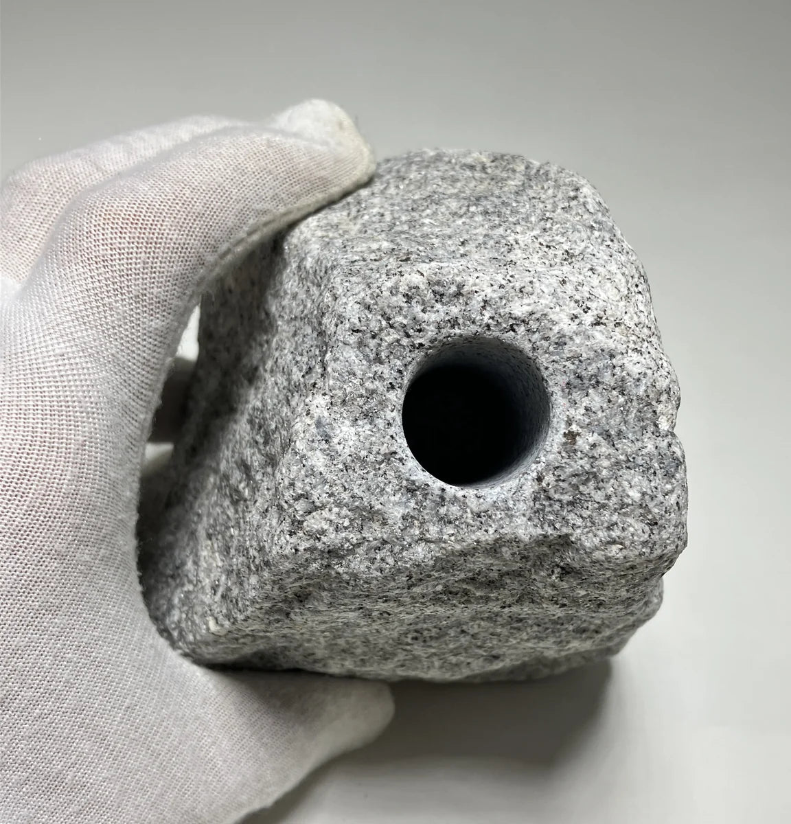 Gray Japanese Granite Stone Vase | Okazaki Granite, 5.5 in