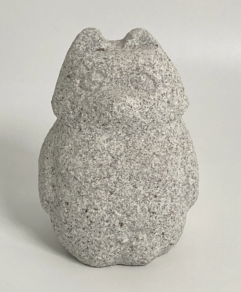 Japanese Raccoon Dog Tanuki Stone Statue | Hanazawa Granite, 4.72 in