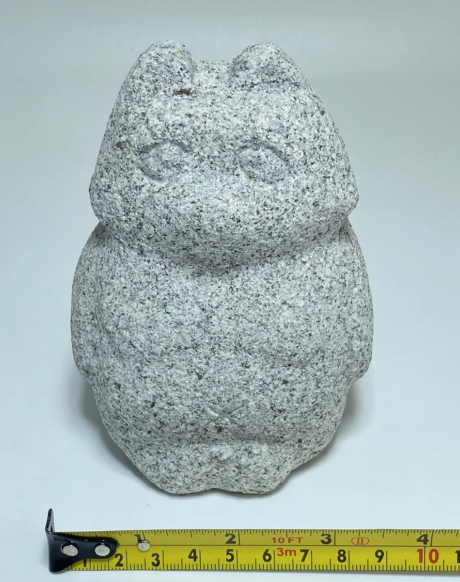 Japanese Raccoon Dog Tanuki Stone Statue | Hanazawa Granite, 4.72 in