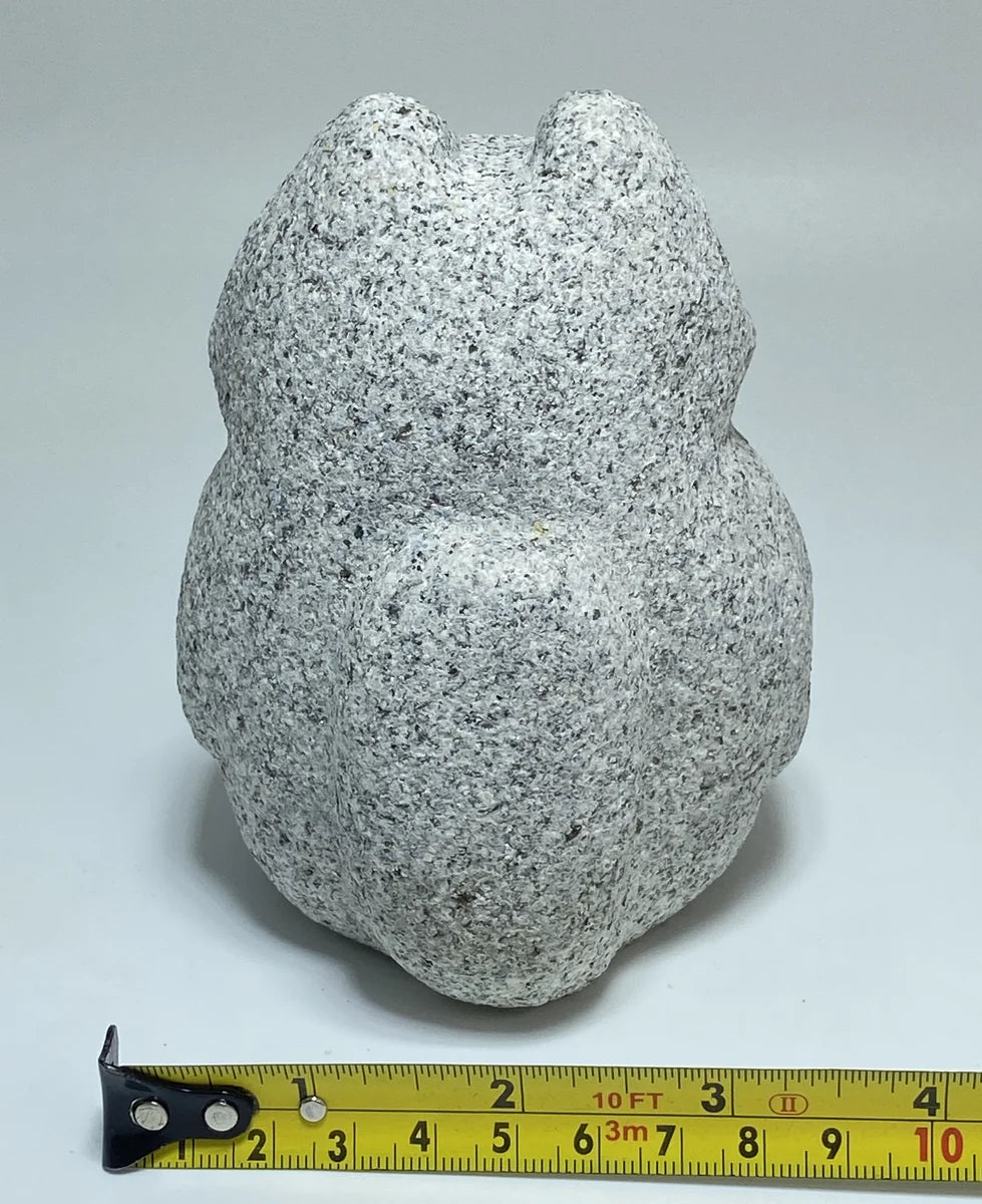 Japanese Raccoon Dog Tanuki Stone Statue | Hanazawa Granite, 4.72 in