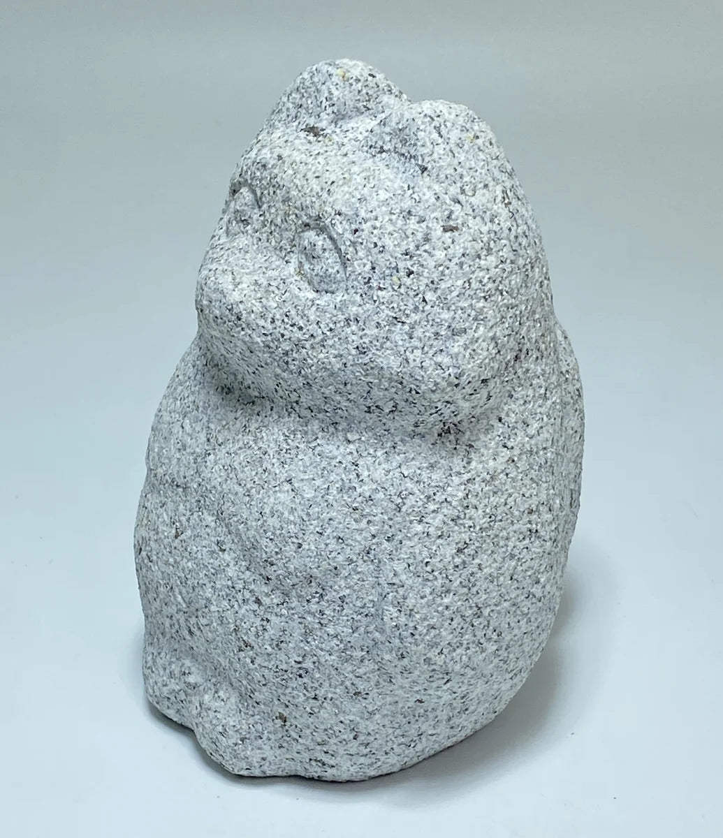 Japanese Raccoon Dog Tanuki Stone Statue | Hanazawa Granite, 4.72 in