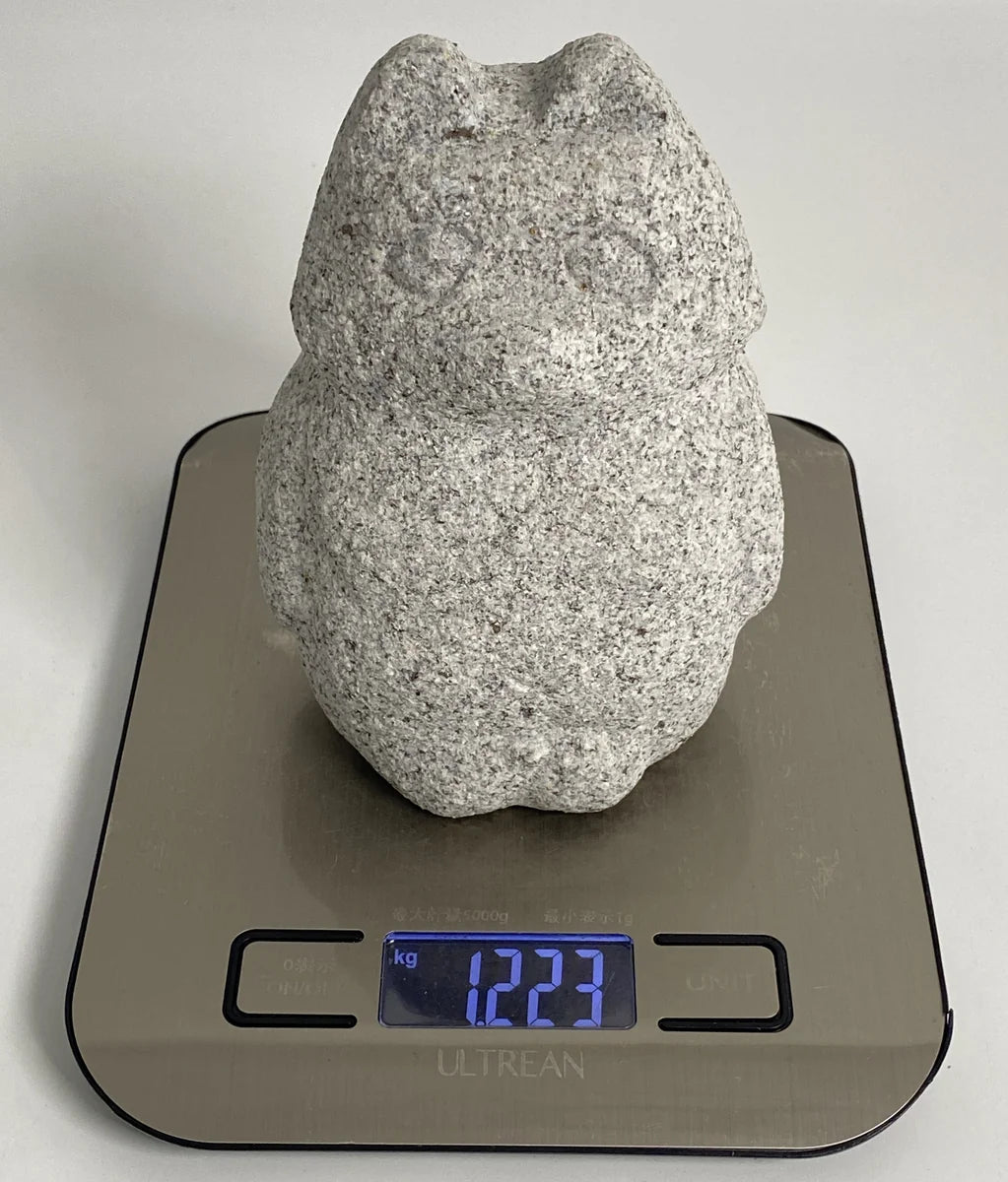 Japanese Raccoon Dog Tanuki Stone Statue | Hanazawa Granite, 4.72 in