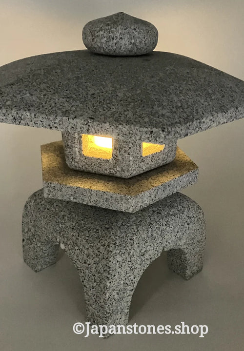Zen Gray Stone Lantern Yukimi Toro Granite Japan Garden Ornament Statue