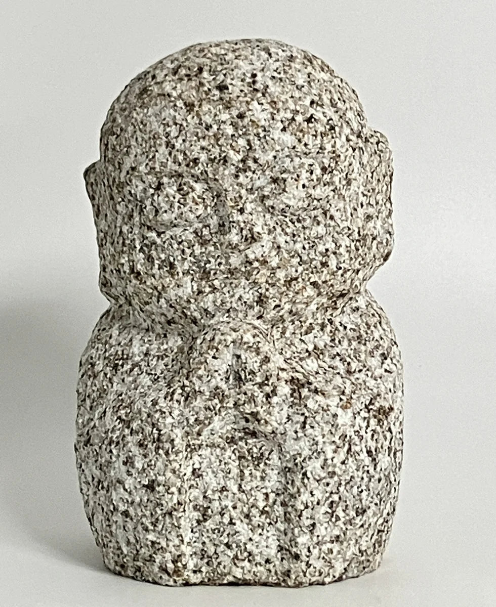 Gassho Jizo Statue Granite Aji Rust Stone Sculpture Handmade Japanese