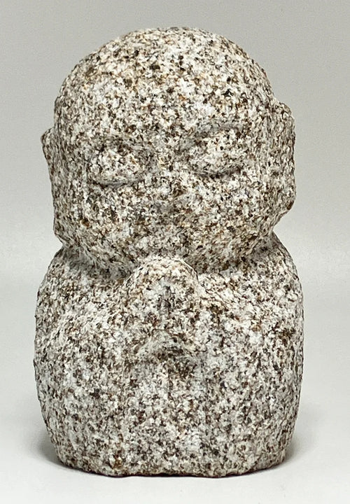 Gassho Jizo Statue Granite Aji Rust Stone Sculpture Handmade Japanese