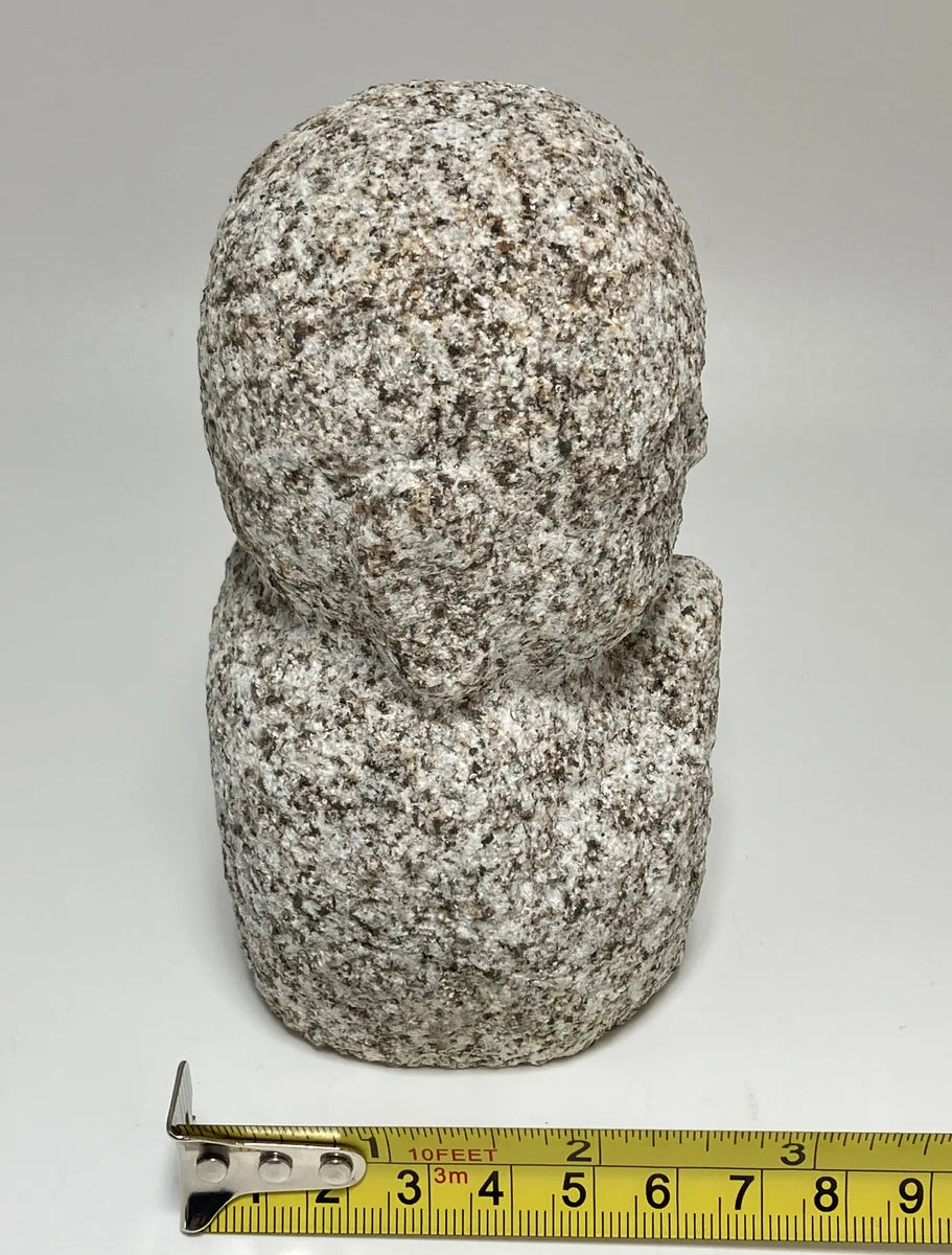 Gassho Jizo Statue Granite Aji Rust Stone Sculpture Handmade Japanese