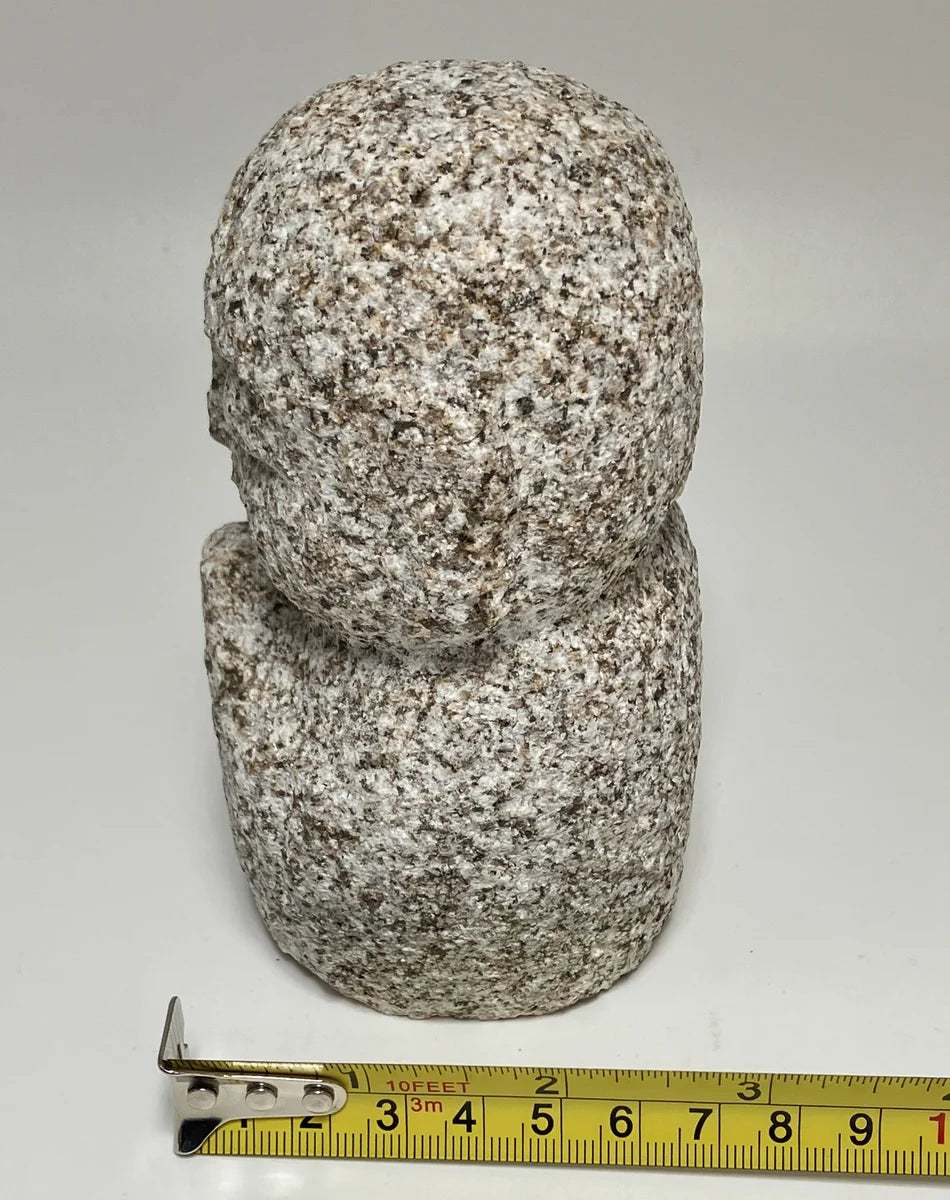 Gassho Jizo Statue Granite Aji Rust Stone Sculpture Handmade Japanese