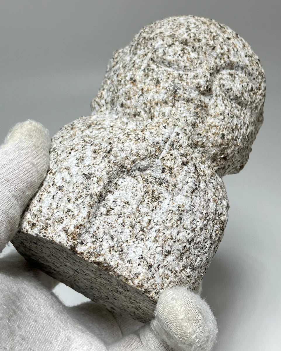 Gassho Jizo Statue Granite Aji Rust Stone Sculpture Handmade Japanese