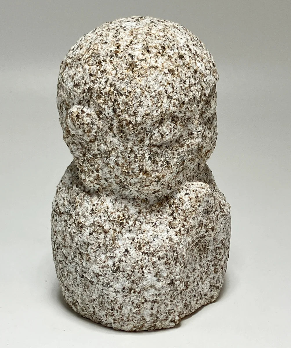 Gassho Jizo Statue Granite Aji Rust Stone Sculpture Handmade Japanese