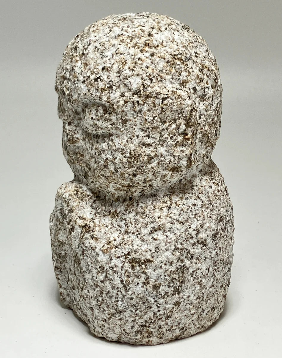 Gassho Jizo Statue Granite Aji Rust Stone Sculpture Handmade Japanese