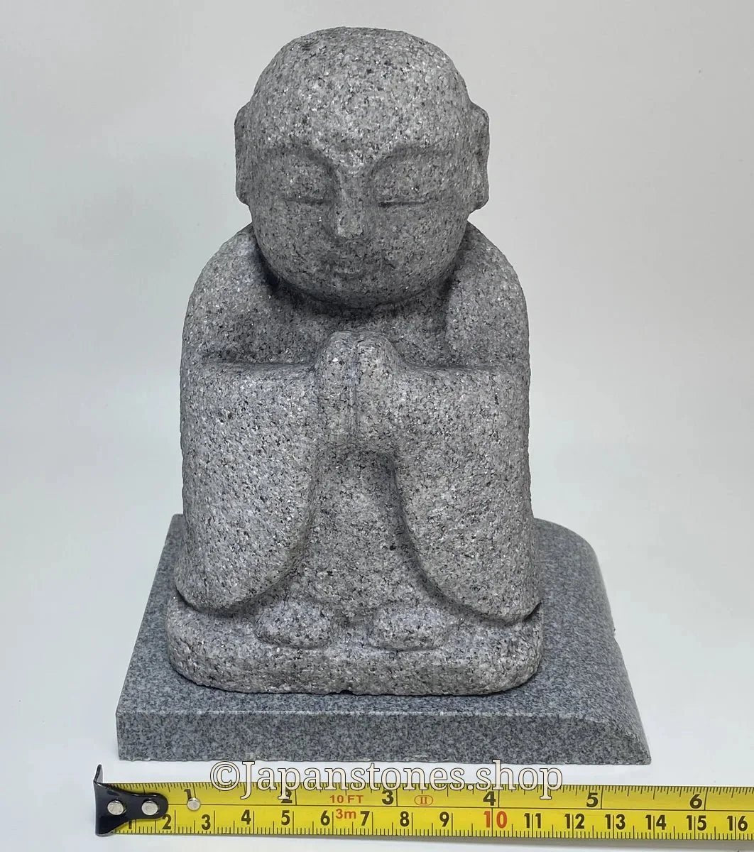 7.28 in Japanese Gassho Jizo Statue | Hanazawa Kome Granite Stone — product photo 4 of 24