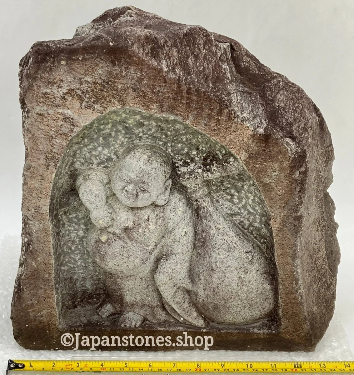 Budai Seven Lucky Gods Jizo Granite Stone Sculpture Handmade Japanese Garden — product photo 4 of 29
