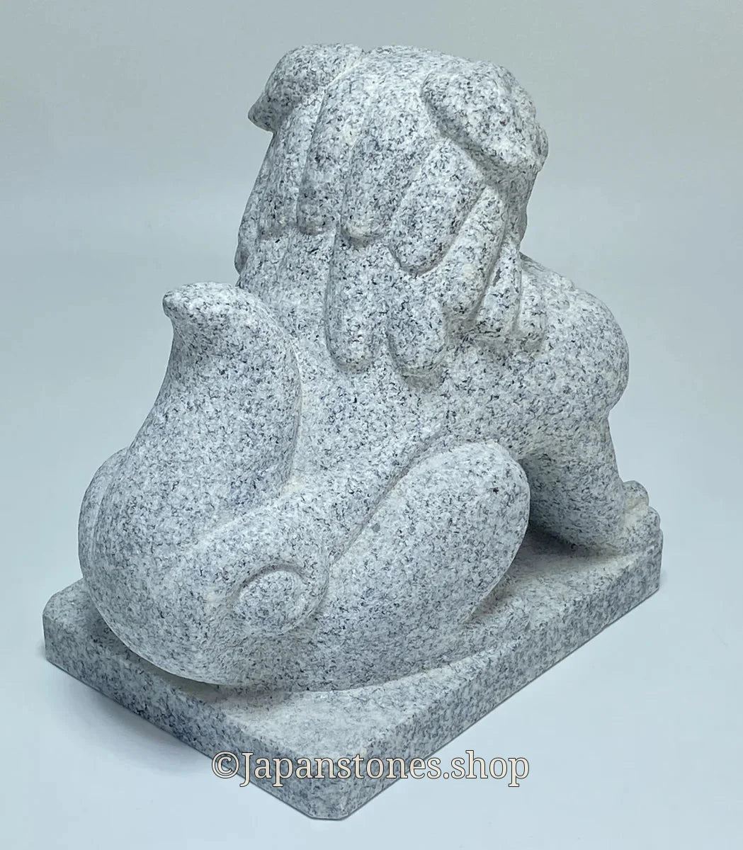 Komainu Right Guardian Lion Japanese Granite / Hanazawa Kome Stone — product photo 15 of 20