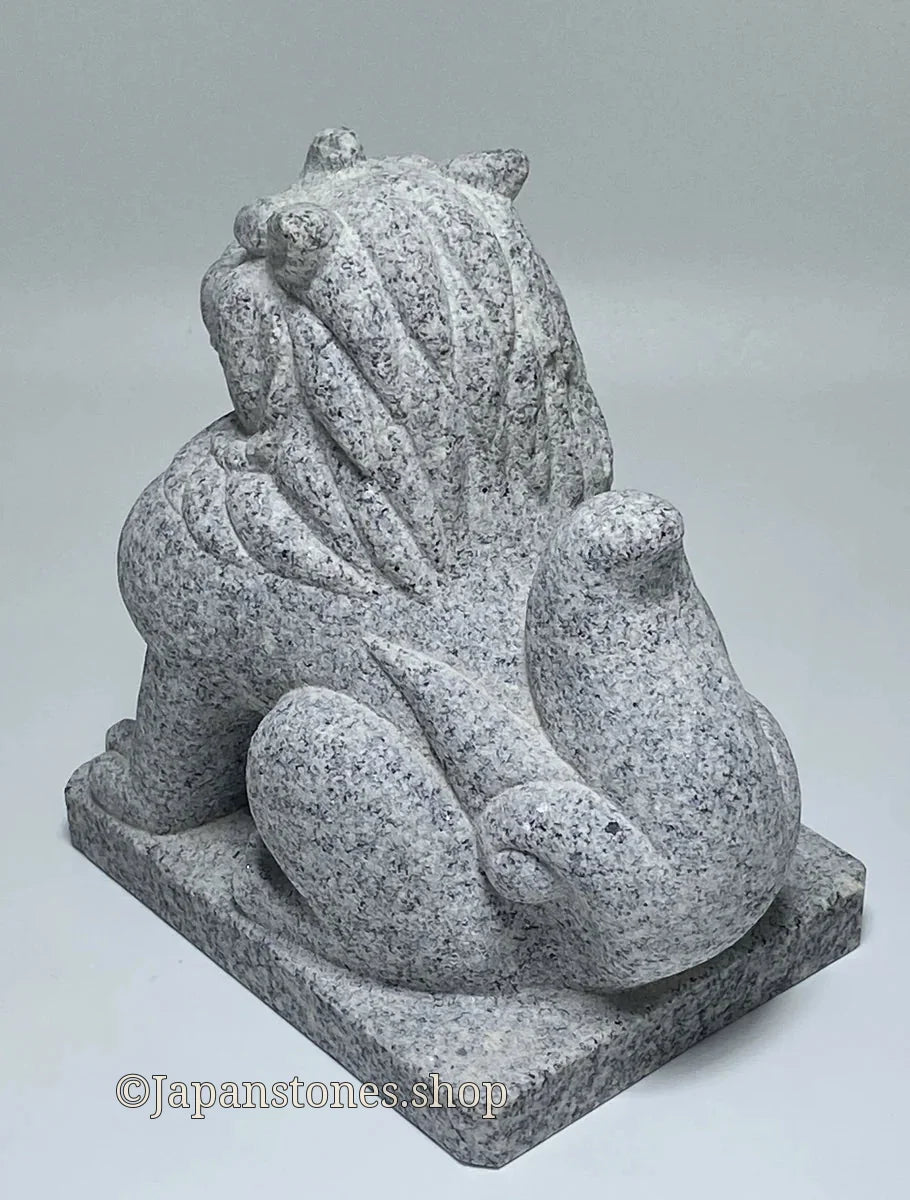 Komainu Left Guardian Lion Japanese Granite / Hanazawa Kome Stone — product photo 16 of 20