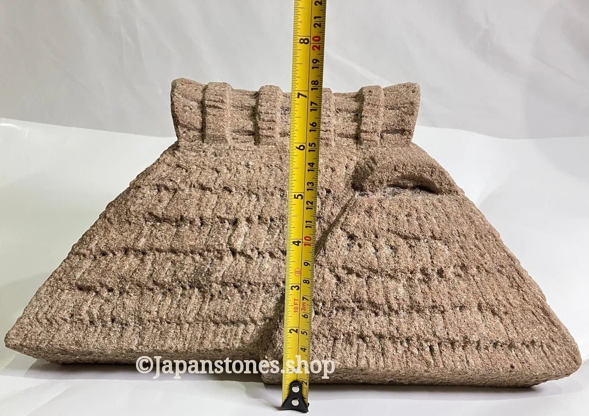 Brown Medium Sandstone Thatching Stone Lantern Tourou Handmade Japanese Garden — product photo 9 of 27