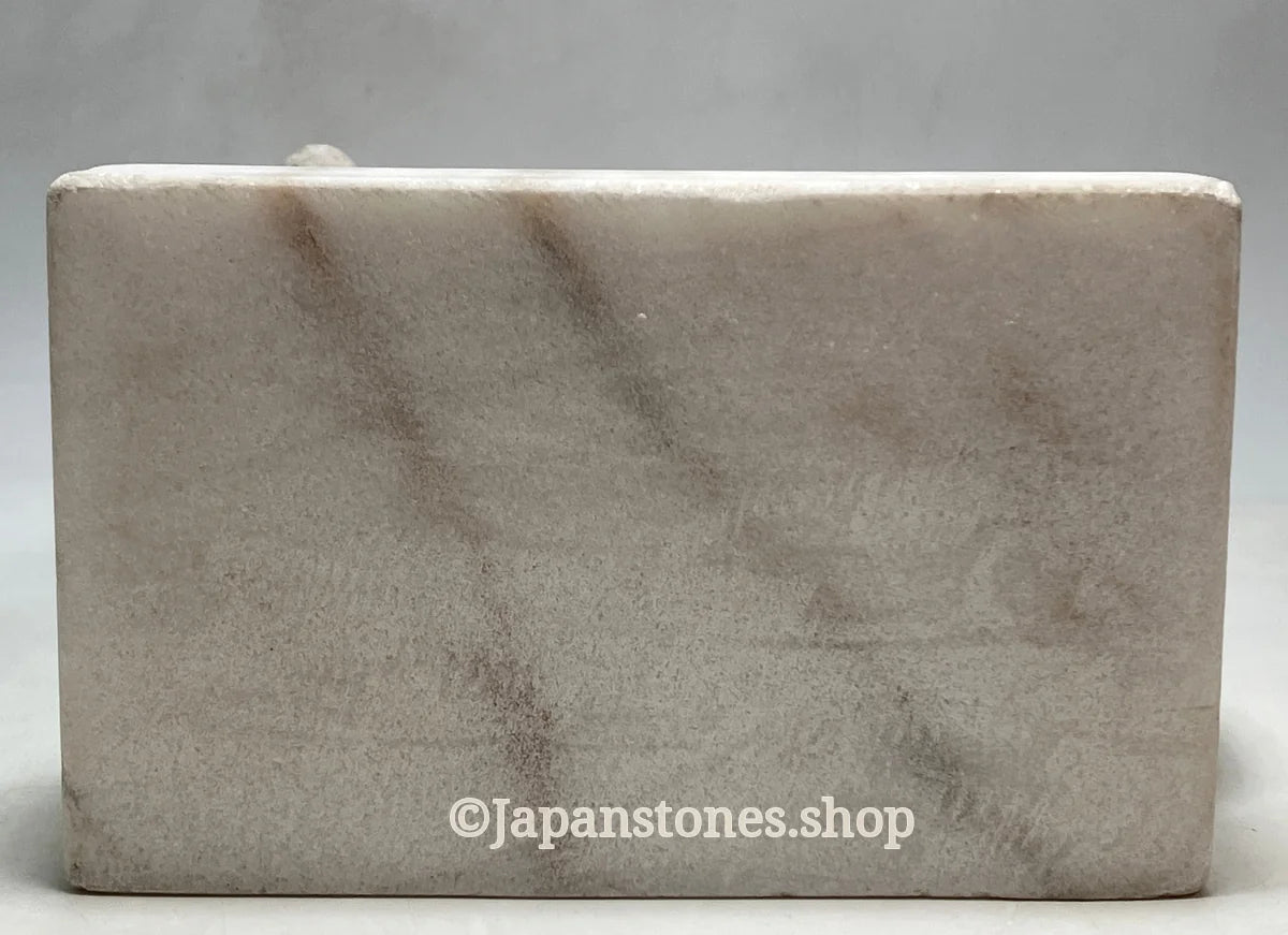 White fox Inari statue, Japanese kitsune guardian, Italian marble, front view — photo 10 of 25