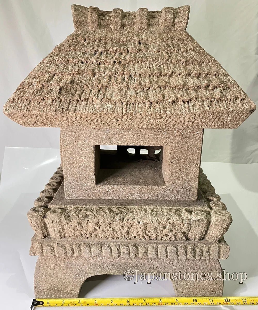 Brown Medium Sandstone Thatching Stone Lantern Tourou Handmade Japanese Garden — product photo 3 of 27