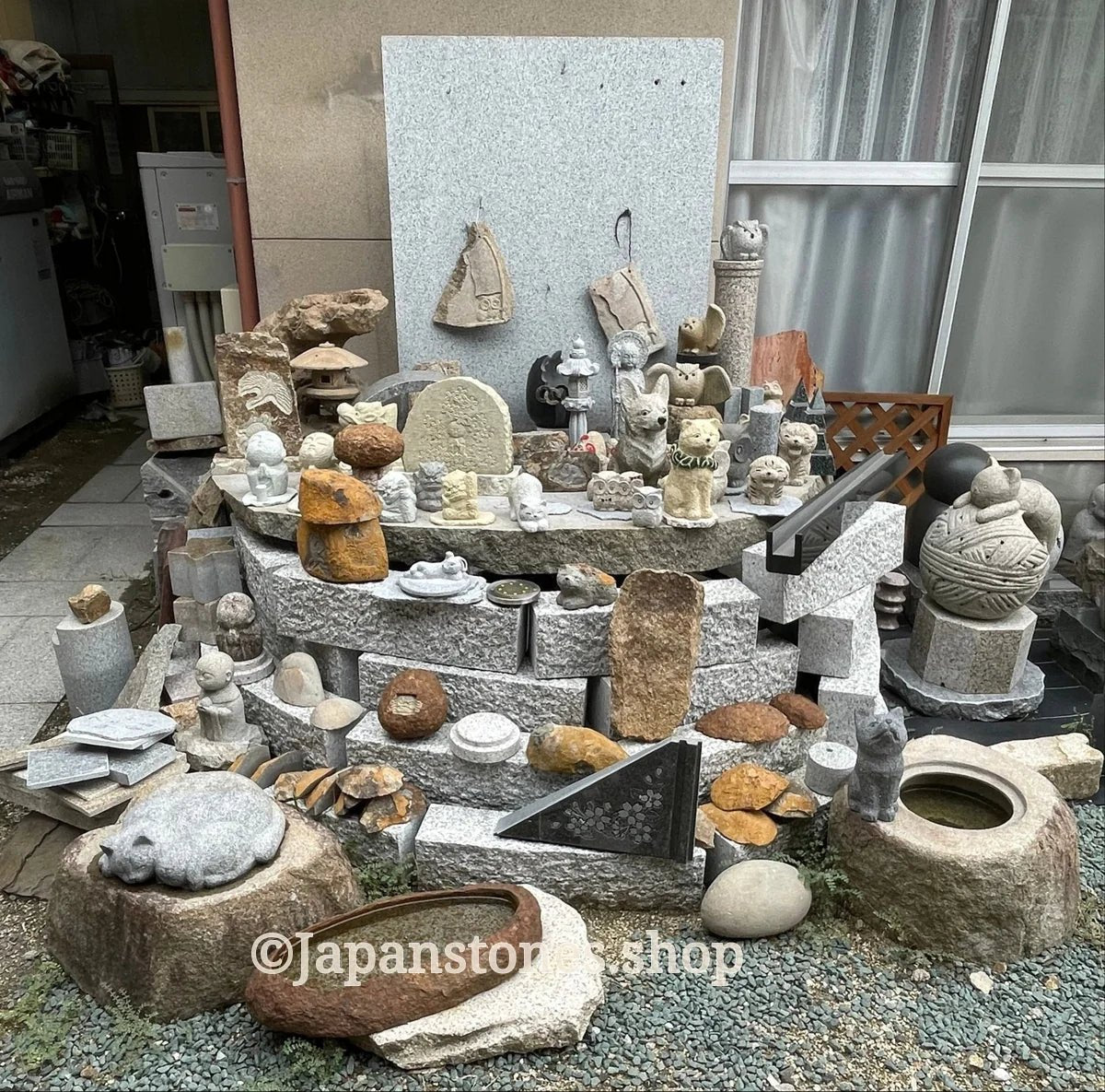 Gassho Jizo Statue Granite Aji Rust Stone Sculpture Handmade Japanese — product photo 19 of 19
