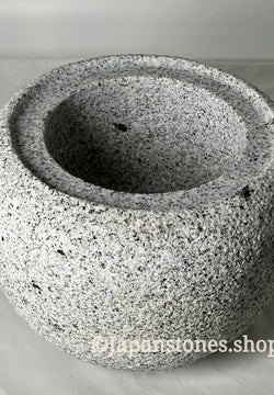 Tetsubin Style Small Granite Stone Water Bowl Chozubachi Japanese Garden