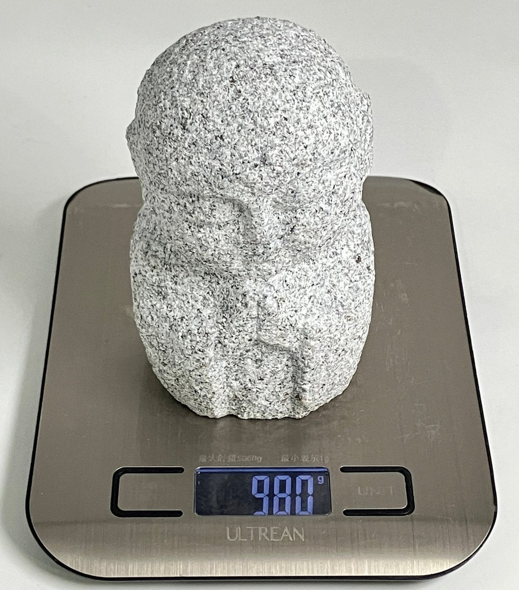 Gray Gassho Jizo Statue Aji Granite Stone Sculpture Handmade Japanese