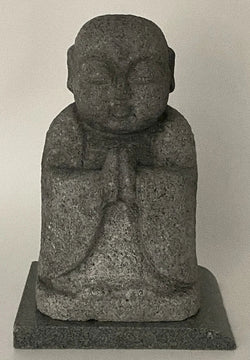 7.87 in Japanese Gassho Jizo Statue | Hanazawa Kome Granite Stone