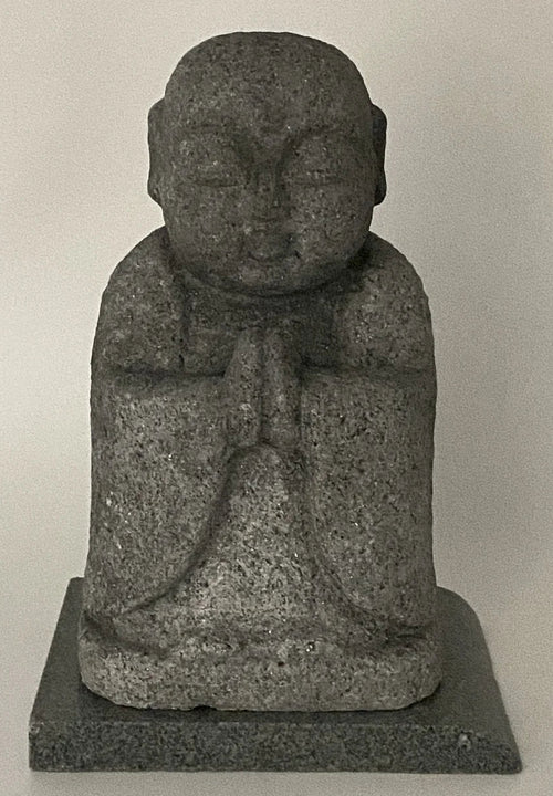 7.87 in Japanese Gassho Jizo Statue | Hanazawa Kome Granite Stone