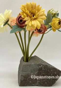 Gray Stone Vase Andesite Natural Sculpture Japan