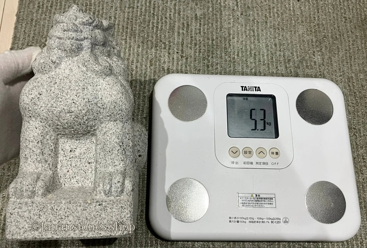 Komainu Set Statue Granite Gray Stone Sculpture Shrine Handmade Japanese Garden — product photo 18 of 36