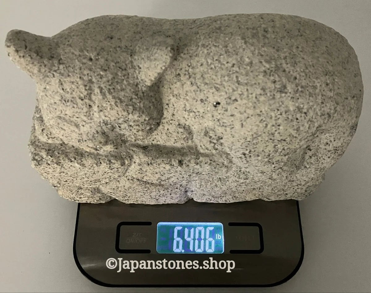 Sleeping Cat Kitten Statue Granite Stone Sculpture Handmade Japanese Garden — product photo 15 of 31