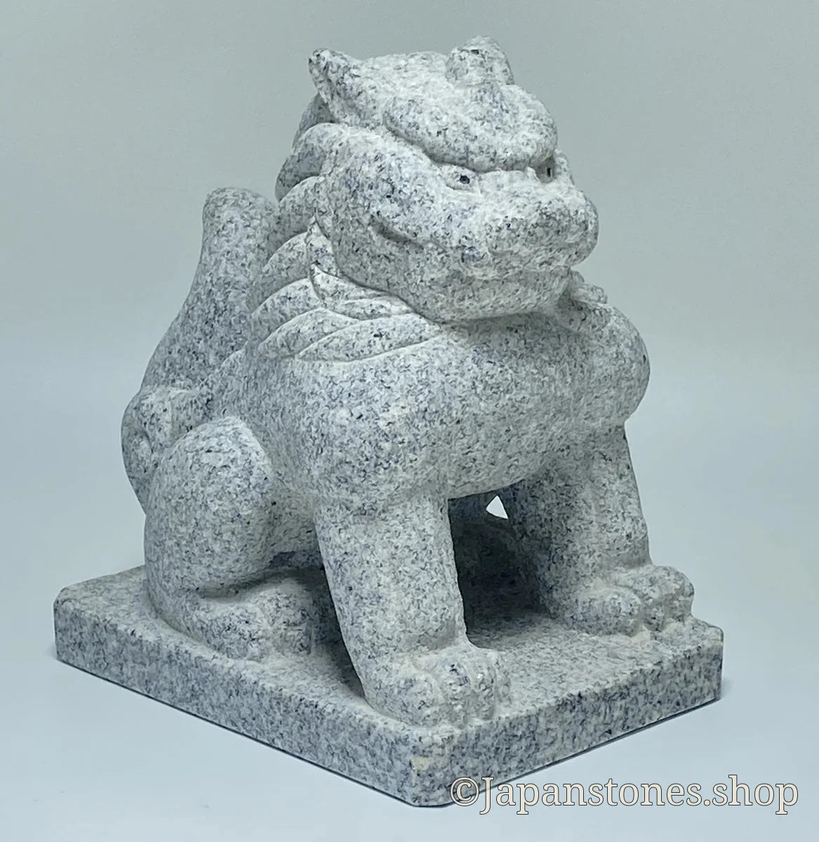 Komainu Left Guardian Lion Japanese Granite / Hanazawa Kome Stone — product photo 2 of 20