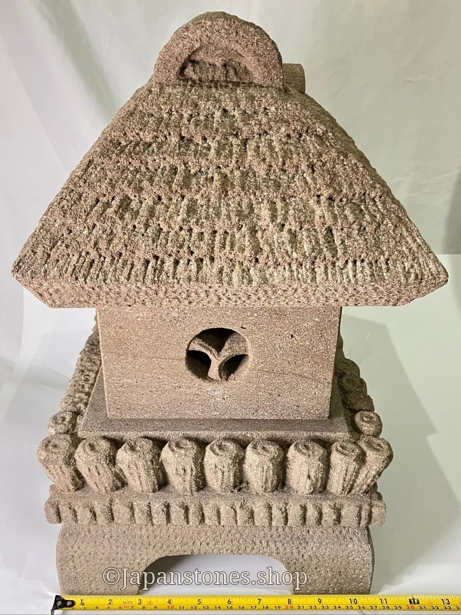 Brown Medium Sandstone Thatching Stone Lantern Tourou Handmade Japanese Garden — product photo 5 of 27