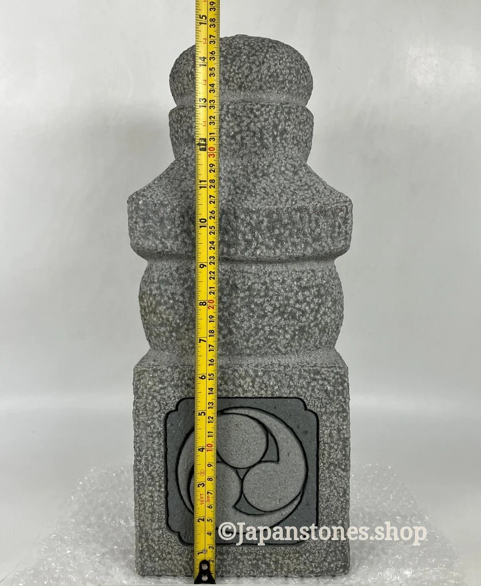 Gorinto Medium Andesite Gray Stone Three waves emblem Japanese Garden Statue — photo 2 of 19
