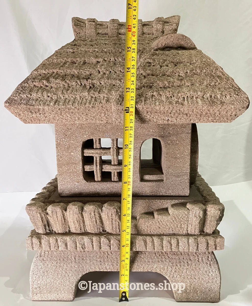 Brown Medium Sandstone Thatching Stone Lantern Tourou Handmade Japanese Garden — product photo 2 of 27